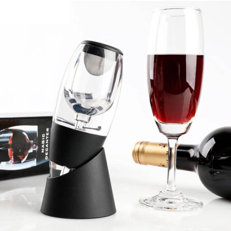 MODEZVOUS Décanteur Aérateur de Vin Professionnel, Aérateur à Vin de Luxe  Filtre avec Support et Socle pour Amateur de Vin, Noir